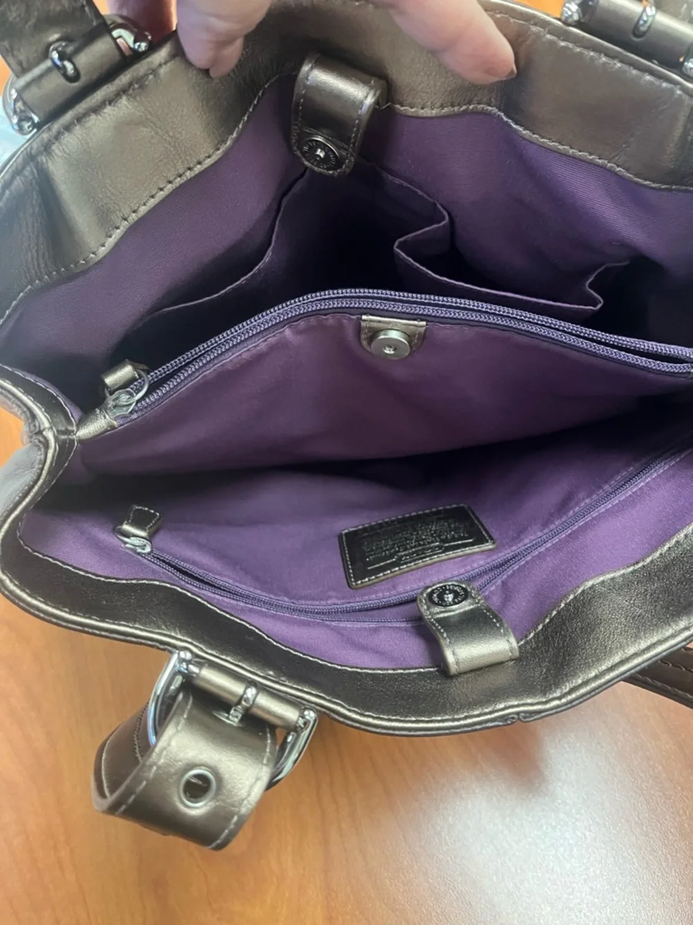 Coach Metallic Rose Gold Leather Tote - Picture 4 of 5